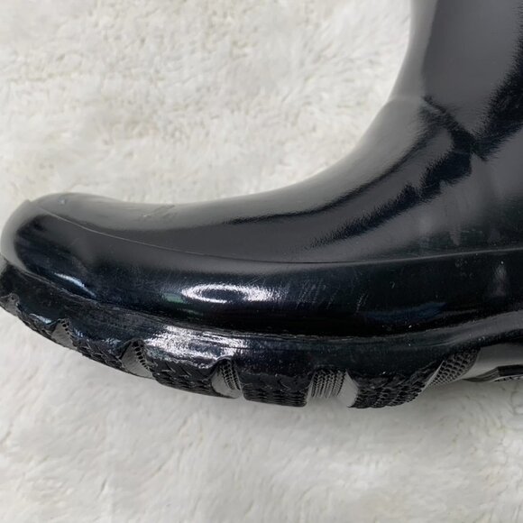 Hunter Kids Girl Boy Black Reflective Glossy Rubber Tall Rain Boots Size 5B / 6G - Picture 4 of 16